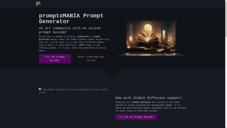 Capture d'écran de la page du site de PromptoMANIA