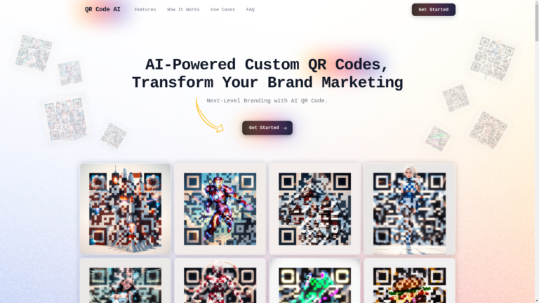 Capture d'écran de la page du site de QR Code AI