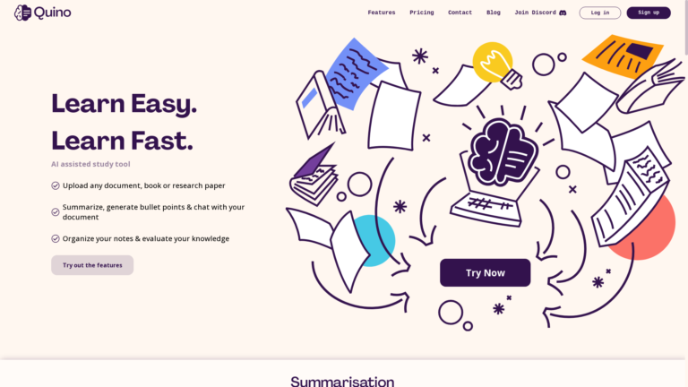 Capture d'écran de la page du site de Quino
