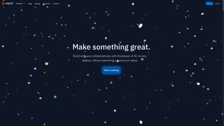 Capture d'écran de la page du site de Replit