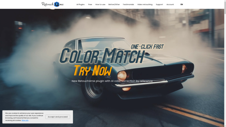 Capture d'écran de la page du site de Retouch4Me