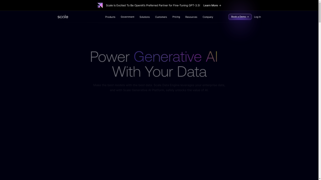 Capture d'écran de la page du site de Scale