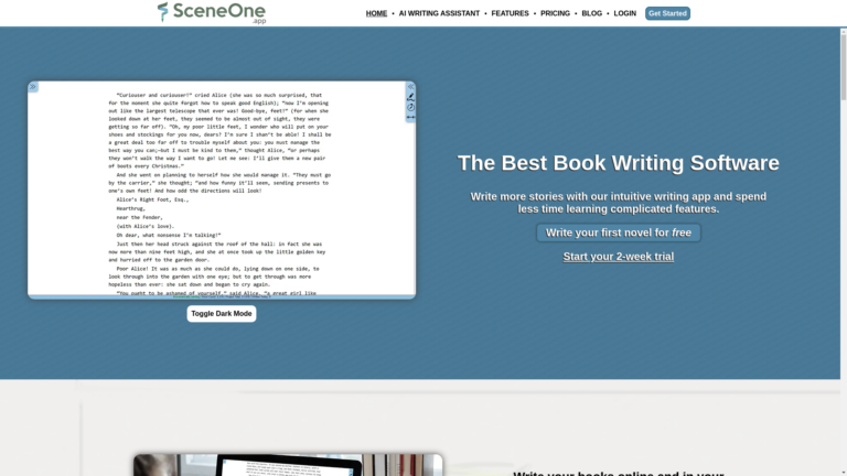 Capture d'écran de la page du site de Scene One