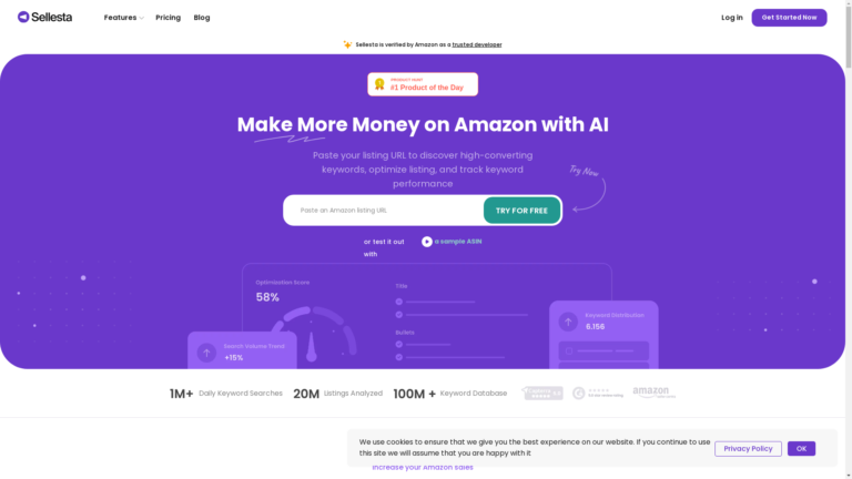 Capture d'écran de la page du site de Sellesta