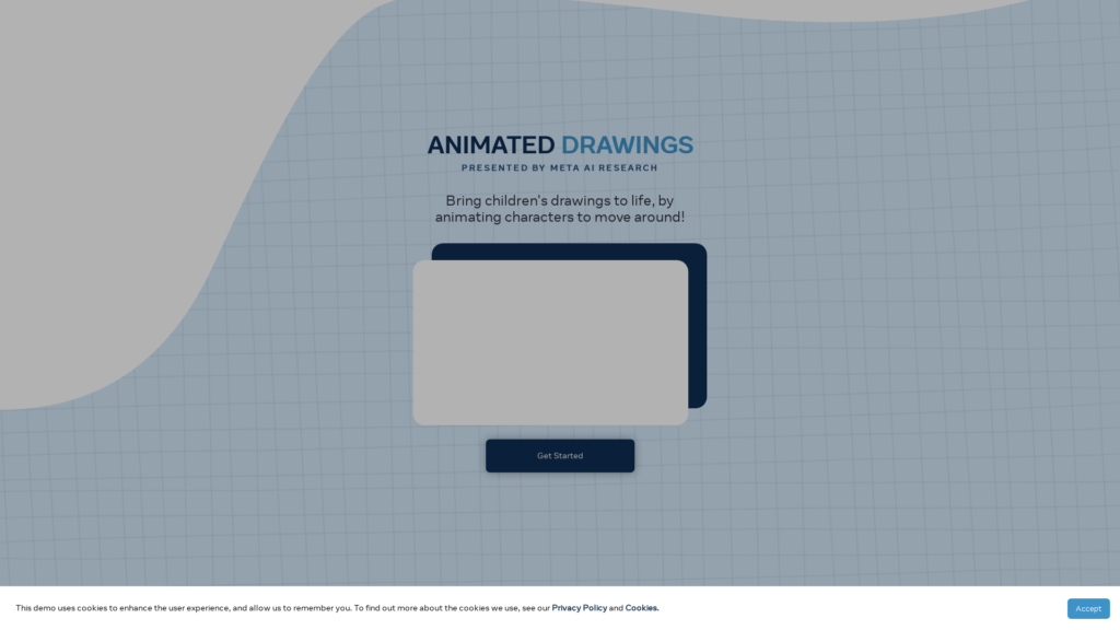 Capture d'écran de la page du site de Animated Drawings