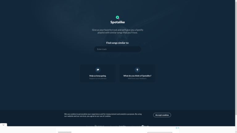 Capture d'écran de la page du site de Spot A Like