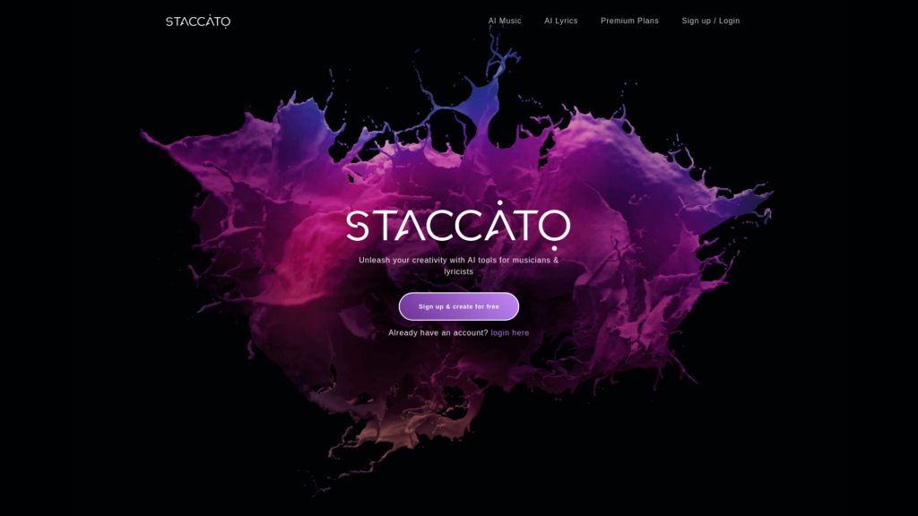 Capture d'écran de la page du site de Staccato
