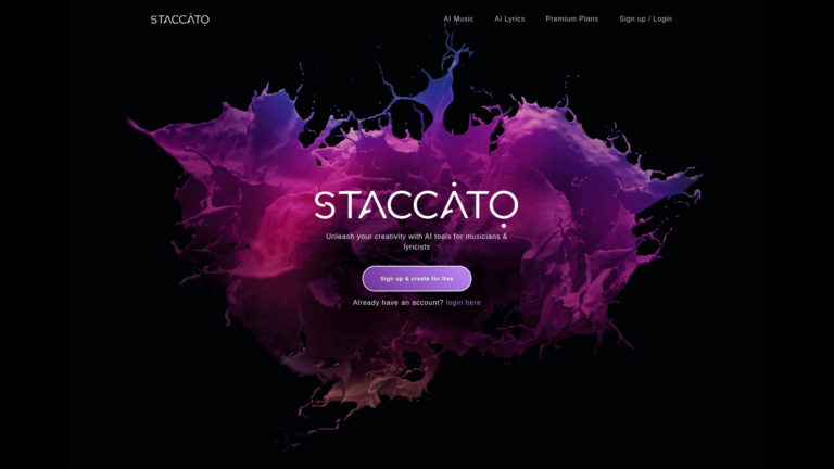 Capture d'écran de la page du site de Staccato