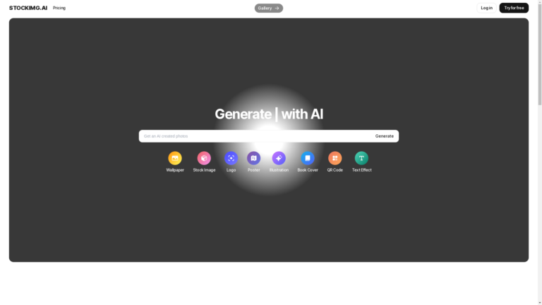 Capture d'écran de la page du site de StockImg AI