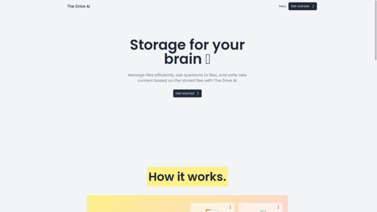 Capture d'écran de la page du site de The Drive AI