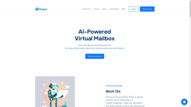 Capture d'écran de la page du site de Thatch