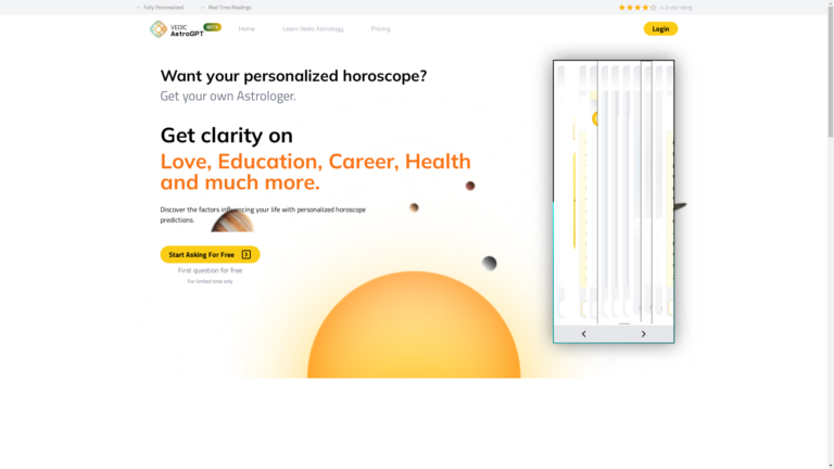 Capture d'écran de la page du site de AstroGPT
