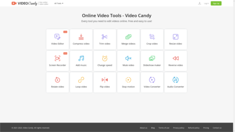 Capture d'écran de la page du site de Video Candy
