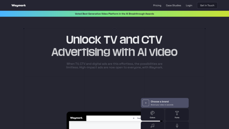 Capture d'écran de la page du site de Waymark