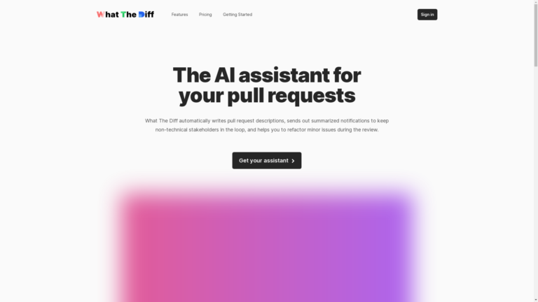 Capture d'écran de la page du site de WhatTheDiff