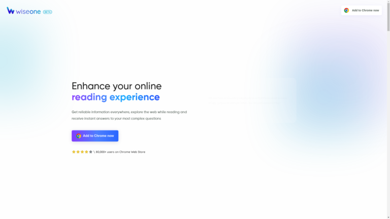 Capture d'écran de la page du site de Wiseone