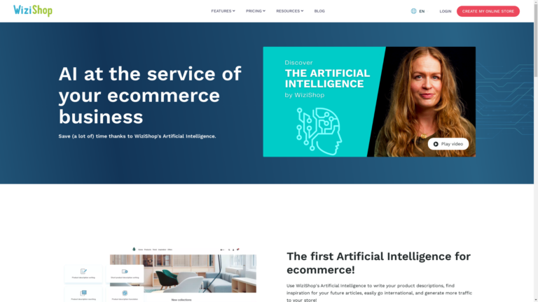 Capture d'écran de la page du site de WiziShop