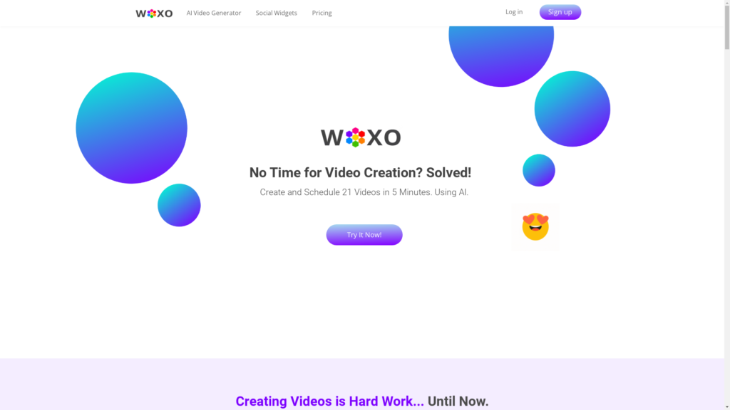 Capture d'écran de la page du site de WOXO - Idea to Videos