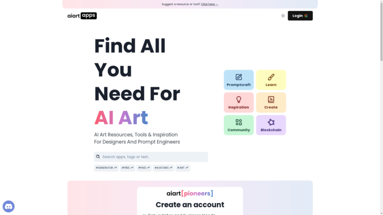 Capture d'écran de la page du site de AI Art Apps Database