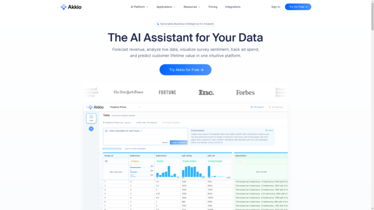 Capture d'écran de la page du site de Akkio