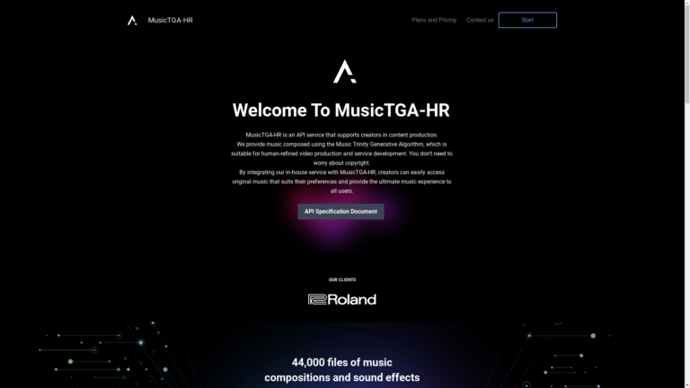 Capture d'écran de la page du site de MusicTGA-HR