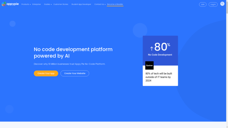 Capture d'écran de la page du site de Appypie