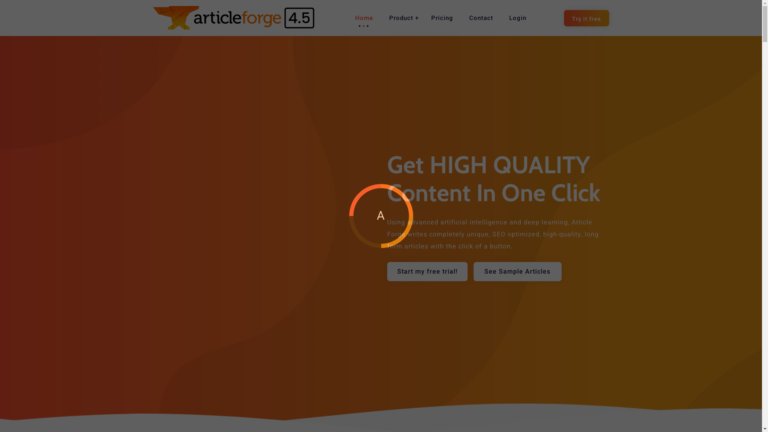 Capture d'écran de la page du site de ArticleForge