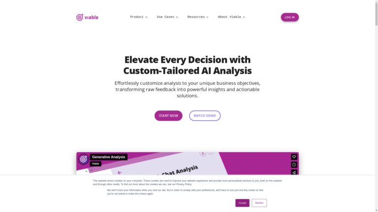Capture d'écran de la page du site de viable