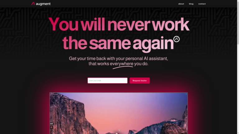 Capture d'écran de la page du site de Augment AI