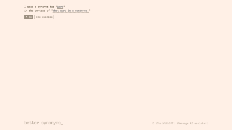 Capture d'écran de la page du site de Better Synonyms
