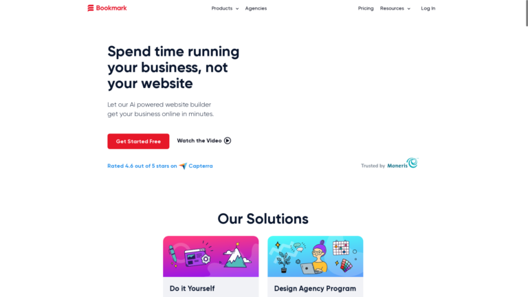 Capture d'écran de la page du site de Bookmark