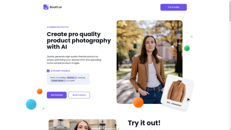 Capture d'écran de la page du site de Booth AI
