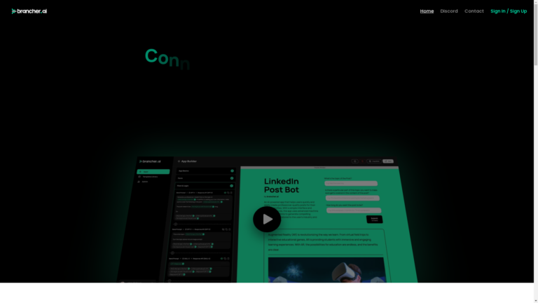 Capture d'écran de la page du site de Brancher AI