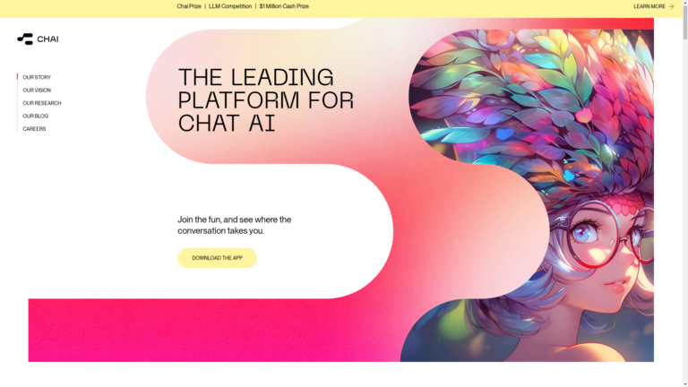 Capture d'écran de la page du site de Chai Research