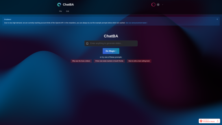 Capture d'écran de la page du site de ChatBA