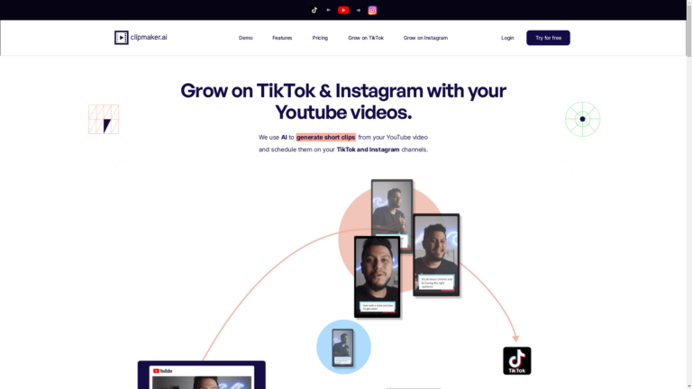 Capture d'écran de la page du site de ClipMaker
