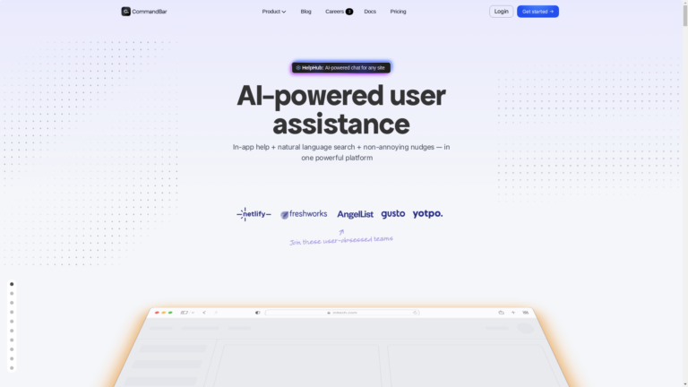Capture d'écran de la page du site de CommandBar