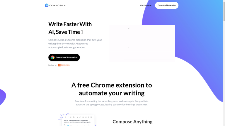 Capture d'écran de la page du site de Compose