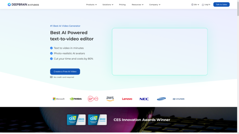 Capture d'écran de la page du site de AI Studios