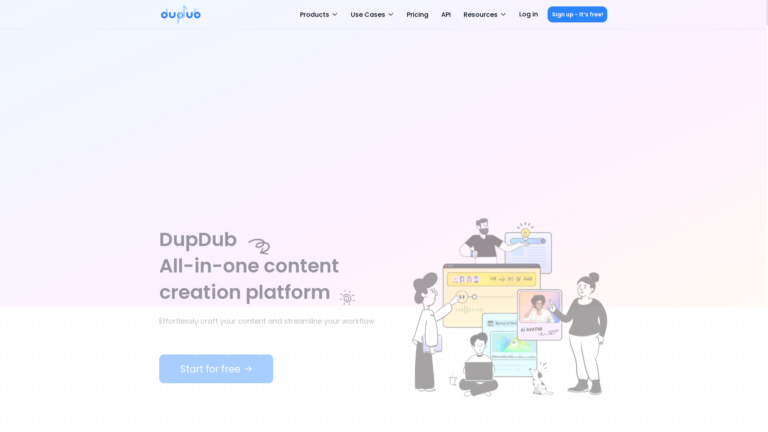 Capture d'écran de la page du site de DupDub