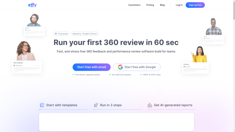 Capture d'écran de la page du site de Effy