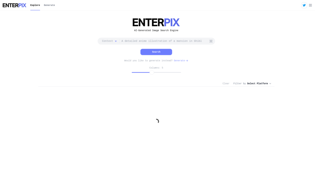 Capture d'écran de la page du site de Enterpix