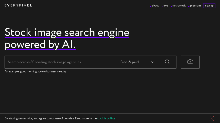 Capture d'écran de la page du site de Everypixel