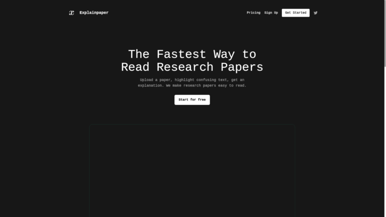 Capture d'écran de la page du site de ExplainPaper