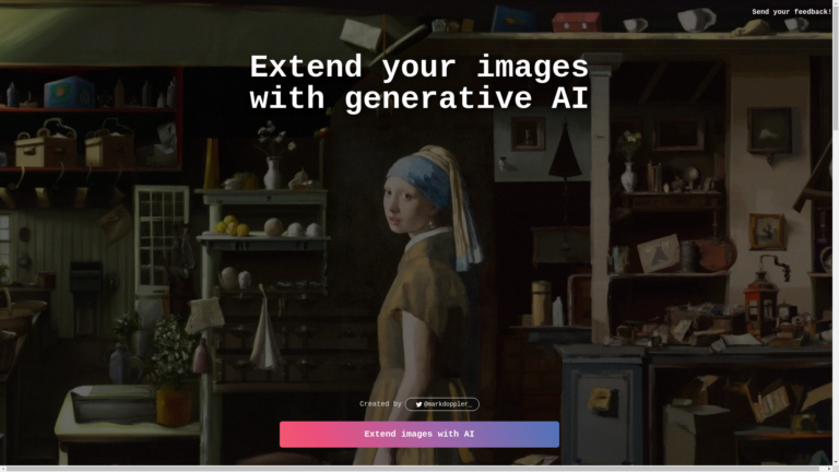 Capture d'écran de la page du site de ExtendImageAI