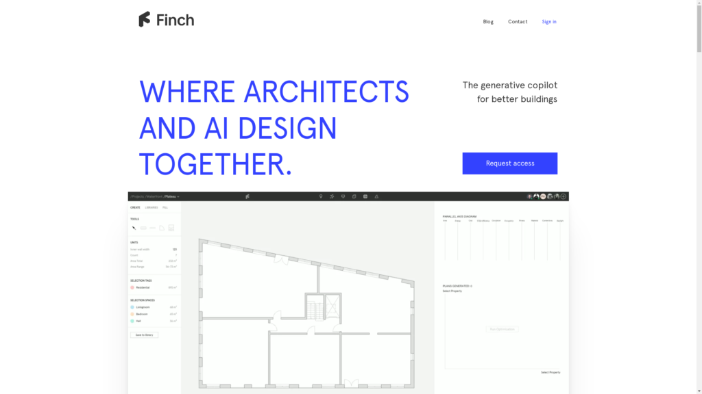 Capture d'écran de la page du site de Finch 3D