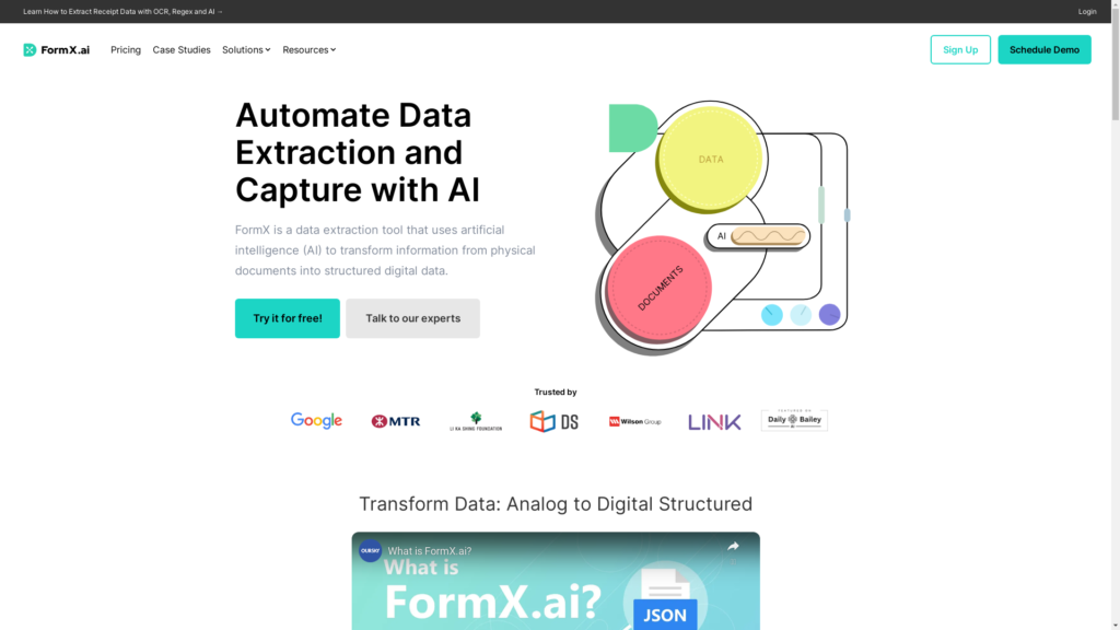 Capture d'écran de la page du site de FormX.ai