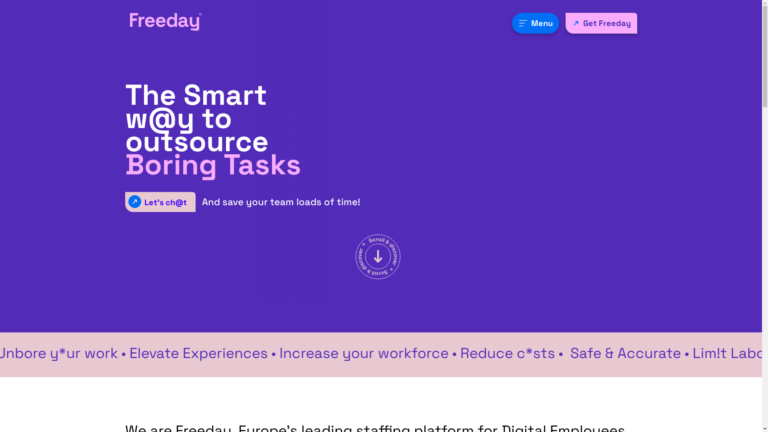 Capture d'écran de la page du site de Freeday.ai