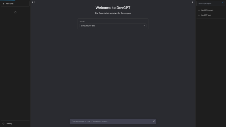 Capture d'écran de la page du site de DevGPT