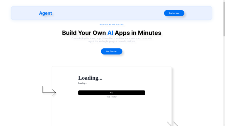 Capture d'écran de la page du site de GPTAgent